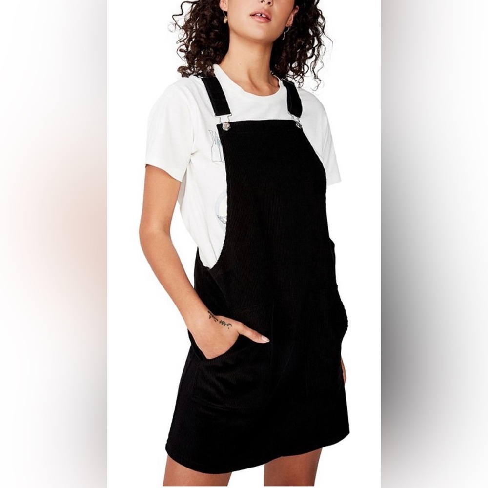 Bershka Black corduroy Overall Dress